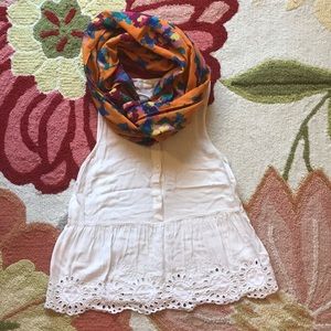 Orange floral infinity scarf